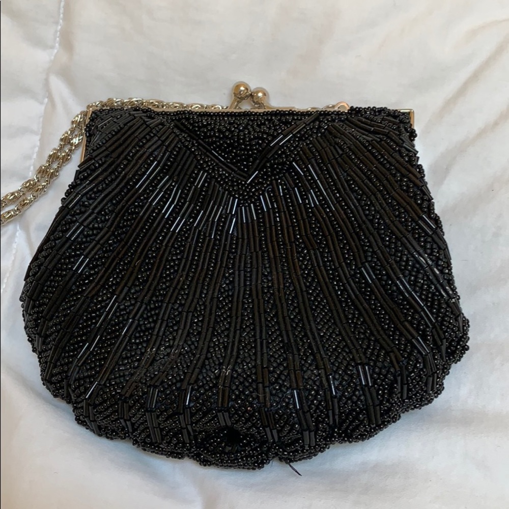 NWOT Black Beaded Evening Purse